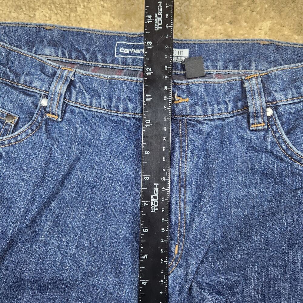 Carhartt Jeans Mens 38x30 Relaxed Fit Flannel Lined Blue Denim Workwear B225 - Picture 9 of 12